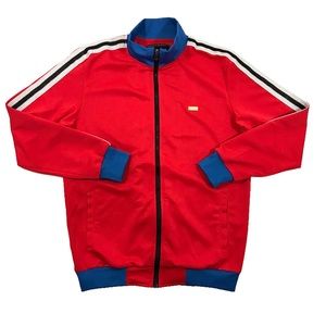 Men’s red and blue track jacket. Size large.